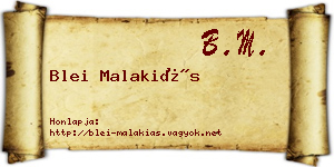 Blei Malakiás névjegykártya